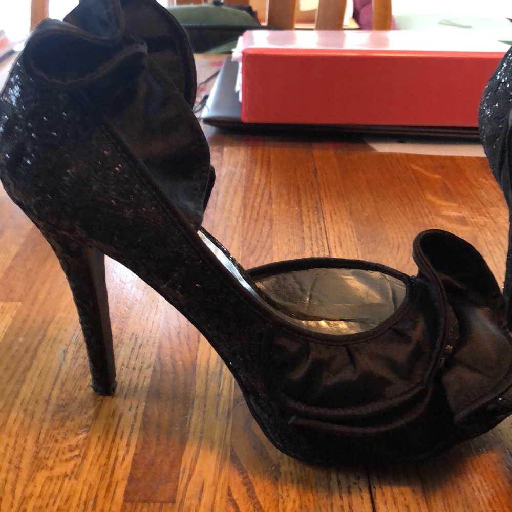 Black glitter high heels